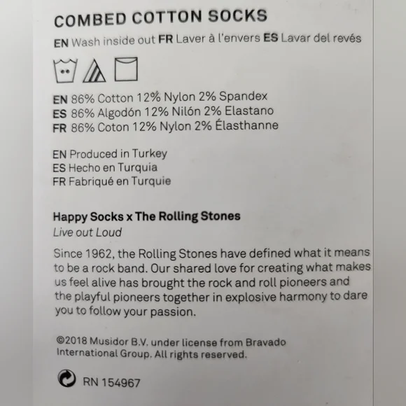 Happy Socks Rolling Stones Gift Box includes 6 Socks & Novelty Box NIB - Picture 7 of 10